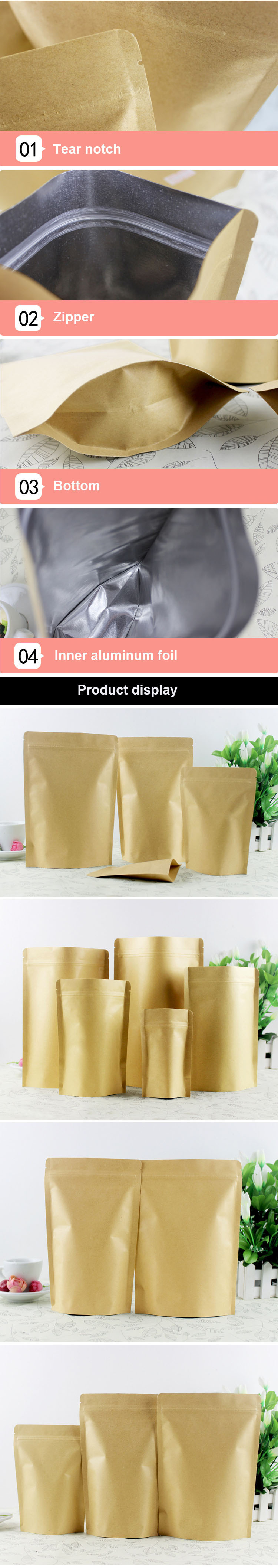 stand up kraft paper bag
