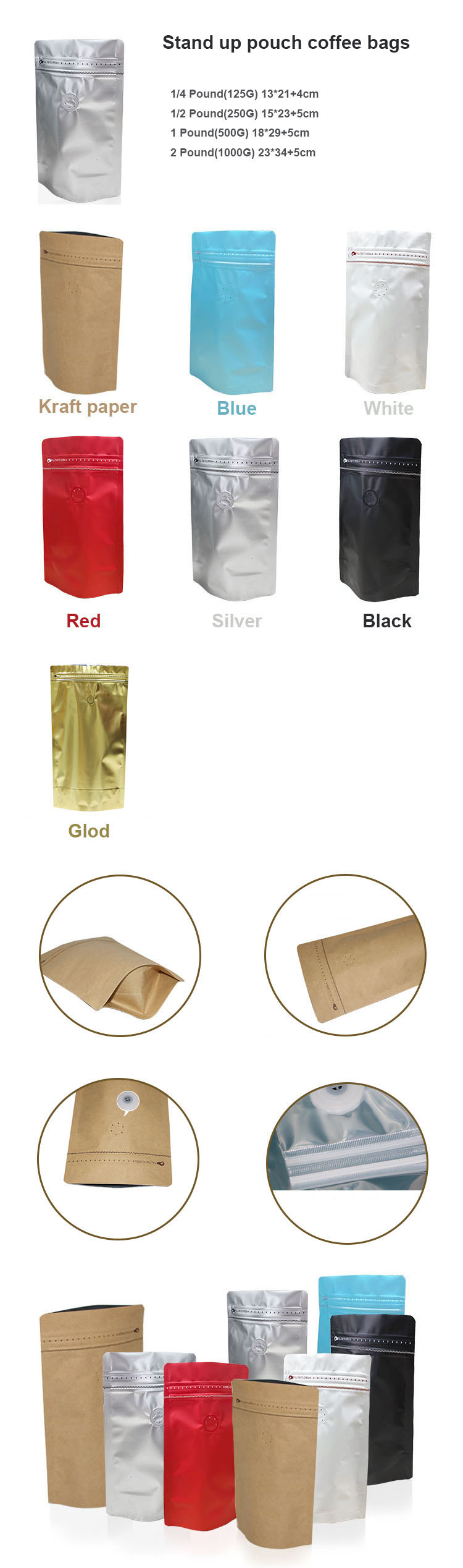 stand up coffee bag detail